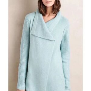 Anthroplogie La Fee Verte Draped Boucle Cardigan Sweater Mint/Blue XS